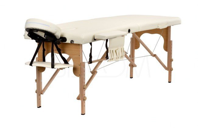 Складной 2-х секционный деревянный массажный стол RS BodyFit, бежевый - фото