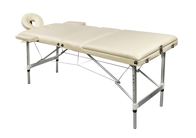 Складной 3-х секционный алюминиевый массажный стол RS BodyFit, бежевый - фото