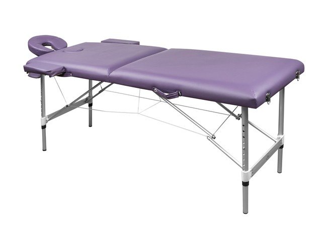 Складной 2-х секционный алюминиевый массажный стол RS BodyFit, фиолетовый - фото