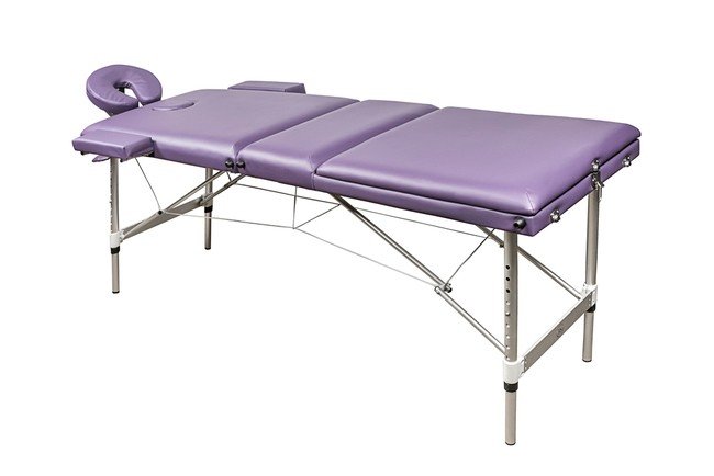 Складной 3-х секционный алюминиевый массажный стол RS BodyFit, фиолетовый - фото