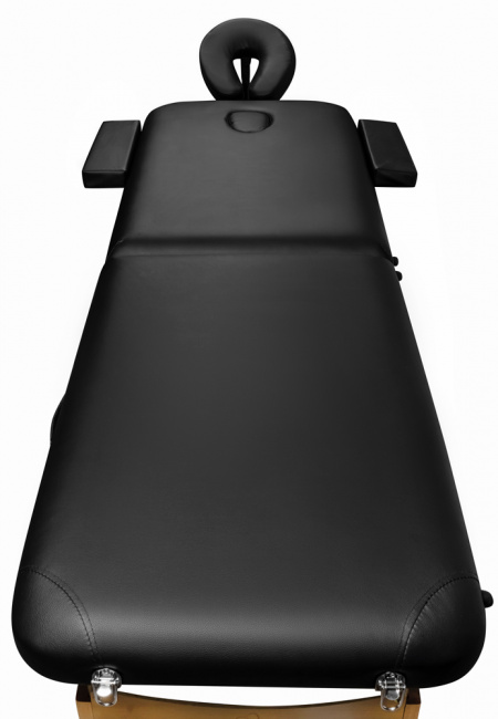 Складной 2-х секционный деревянный массажный стол BodyFit, черный 60 см (валик в комплекте) - фото5