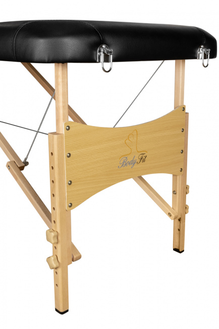 Складной 2-х секционный деревянный массажный стол BodyFit, черный 60 см (валик в комплекте) - фото7