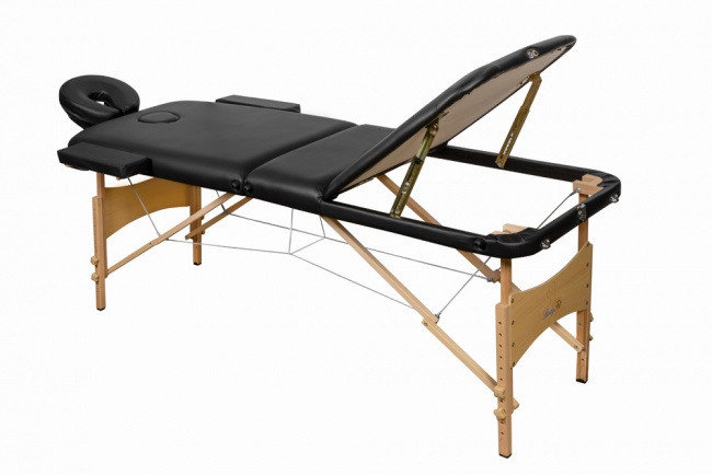 Складной 3-х секционный деревянный массажный стол BodyFit, черный 60 см (валик в комплекте) - фото4