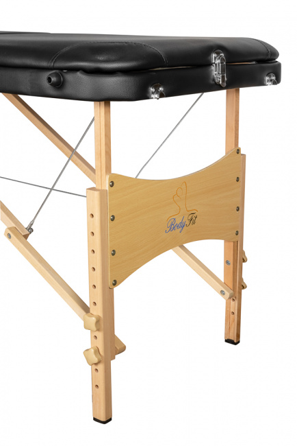 Складной 3-х секционный деревянный массажный стол BodyFit, черный 60 см (валик в комплекте) - фото7