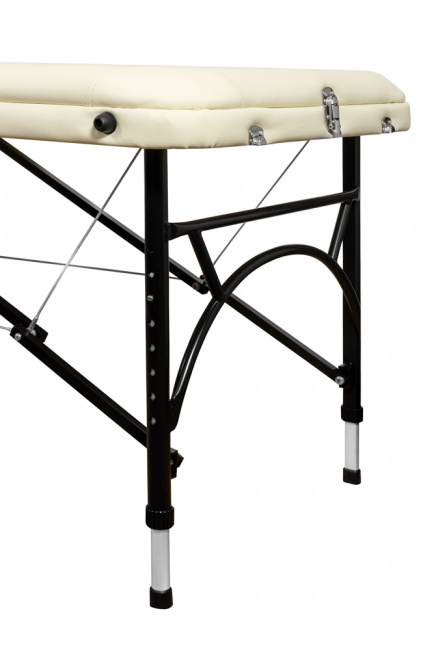 Складной 3-х секционный алюминиевый массажный стол BodyFit, кремовый 70 см (валик в комплекте) - фото5