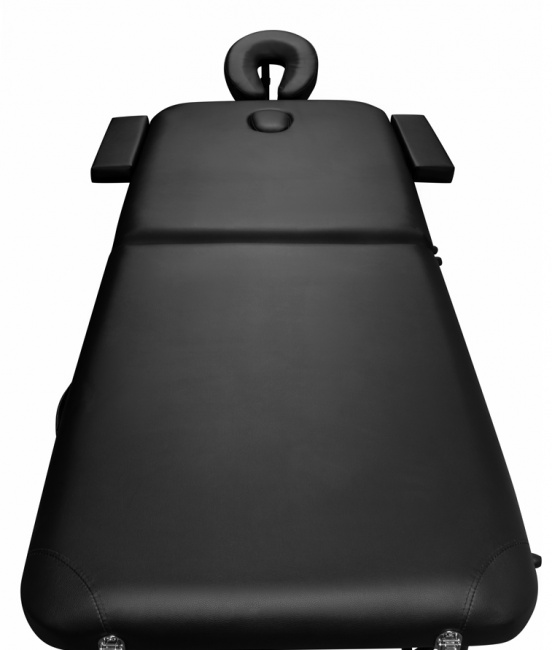 Складной 2-х секционный алюминиевый массажный стол BodyFit, черный 70 см (валик в комплекте) - фото3