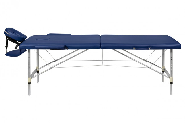 Складной 2-х секционный алюминиевый массажный стол BodyFit, синий 60 см - фото3