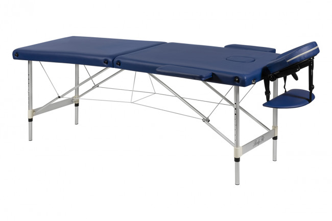 Складной 2-х секционный алюминиевый массажный стол BodyFit, синий 60 см - фото2