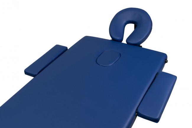 Складной 2-х секционный алюминиевый массажный стол BodyFit, синий 60 см - фото6