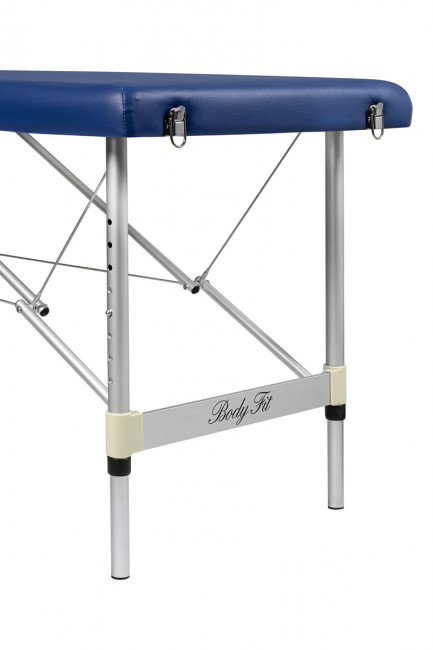 Складной 2-х секционный алюминиевый массажный стол BodyFit, синий 60 см - фото4