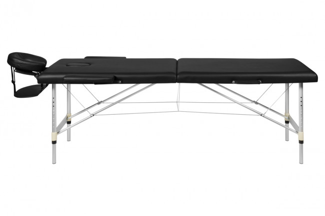 Складной 2-х секционный алюминиевый массажный стол BodyFit, черный 60 см - фото3