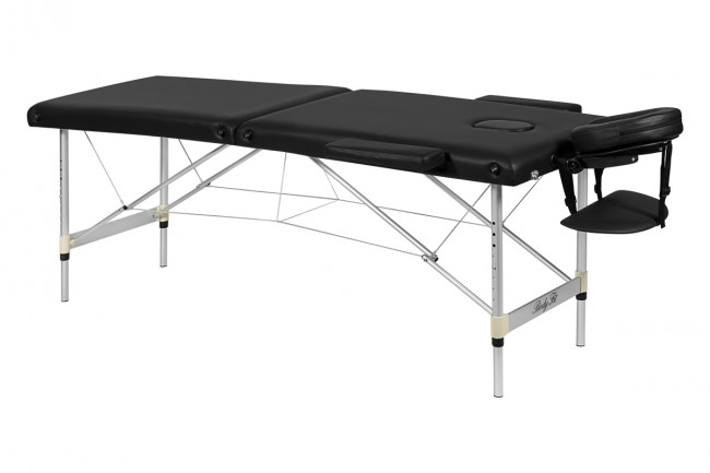 Складной 2-х секционный алюминиевый массажный стол BodyFit, черный 60 см - фото2
