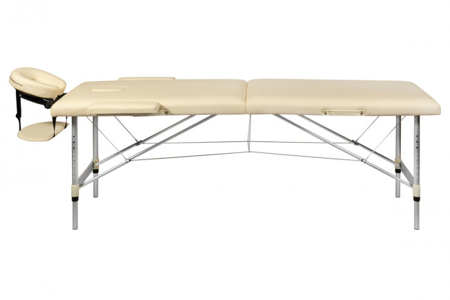 Складной 2-х секционный алюминиевый массажный стол BodyFit, бежевый 60 см - фото3
