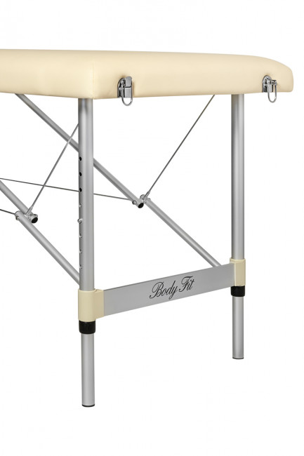 Складной 2-х секционный алюминиевый массажный стол BodyFit, бежевый 60 см - фото4
