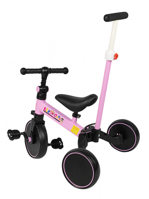 Детский велосипед-беговел с ручкой Kid's Care 003T (розовый) - фото2