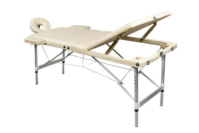 Складной 3-х секционный алюминиевый массажный стол RS BodyFit, бежевый - фото2