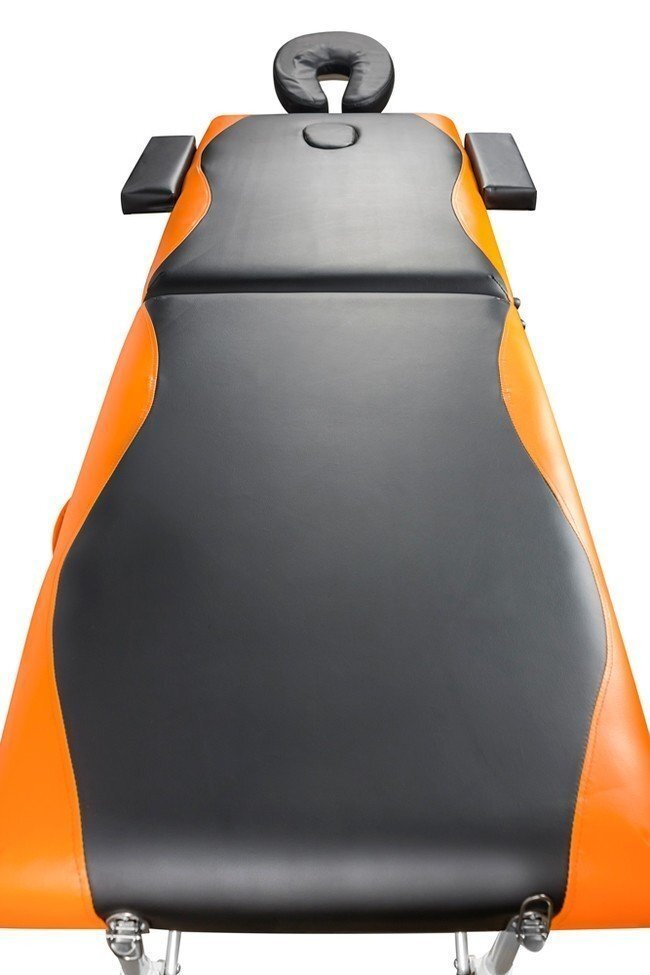 Складной 2-х секционный алюминиевый массажный стол RS BodyFit, чёрно-оранжевый - фото2