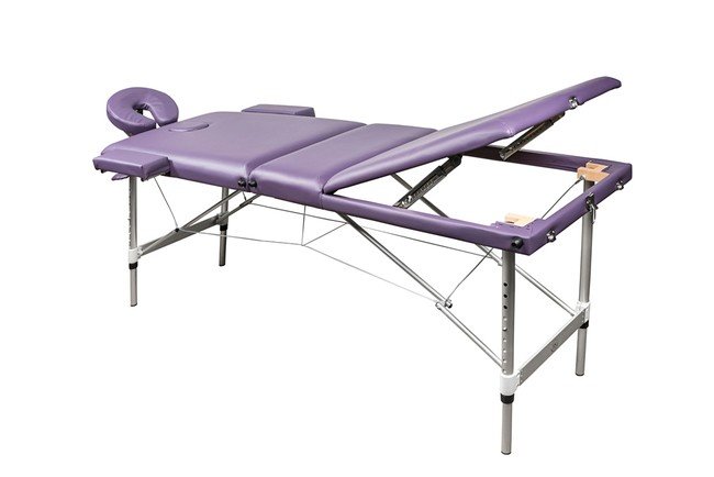 Складной 3-х секционный алюминиевый массажный стол RS BodyFit, фиолетовый - фото2