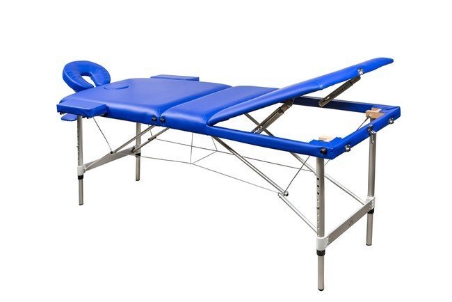 Складной 3-х секционный алюминиевый массажный стол RS BodyFit, синий - фото2