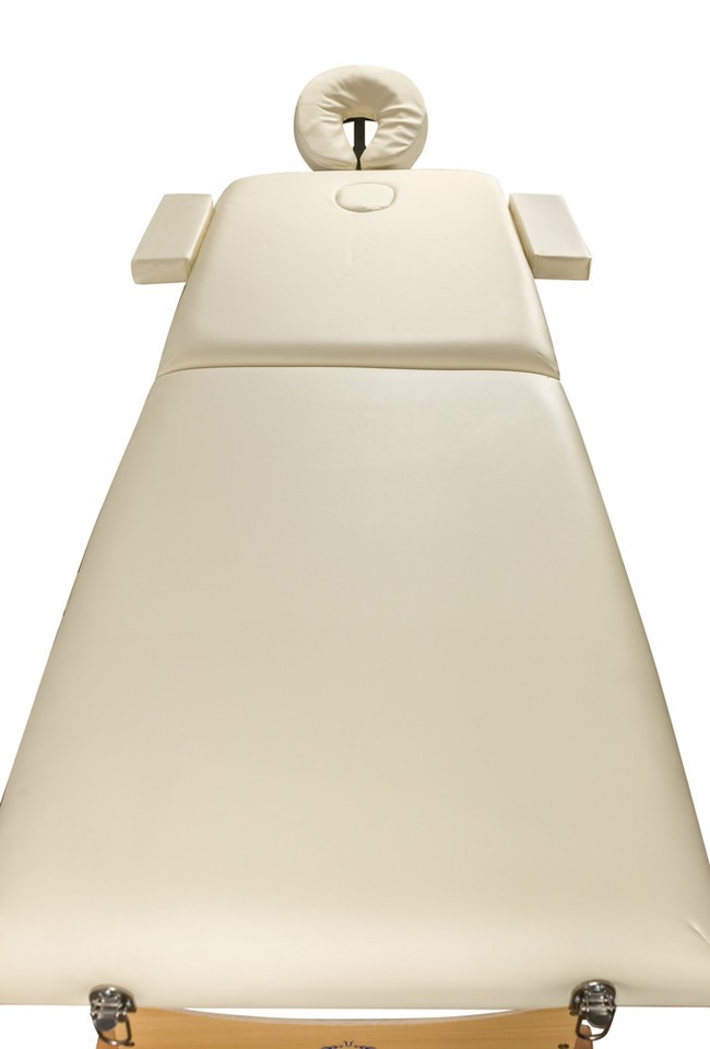 Складной 2-х секционный деревянный массажный стол BodyFit, бежевый (60 см) - фото2