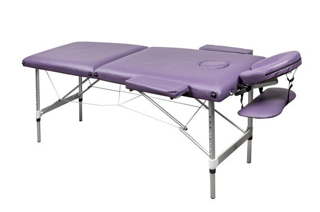 Складной 2-х секционный алюминиевый массажный стол RS BodyFit, фиолетовый - фото3