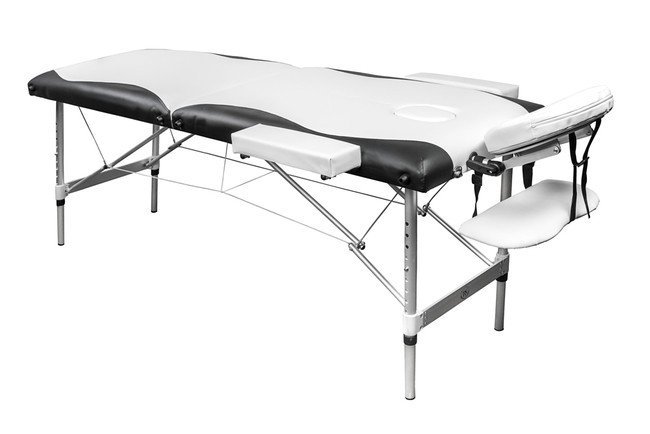 Складной 2-х секционный алюминиевый массажный стол RS BodyFit, чёрно-белый - фото3