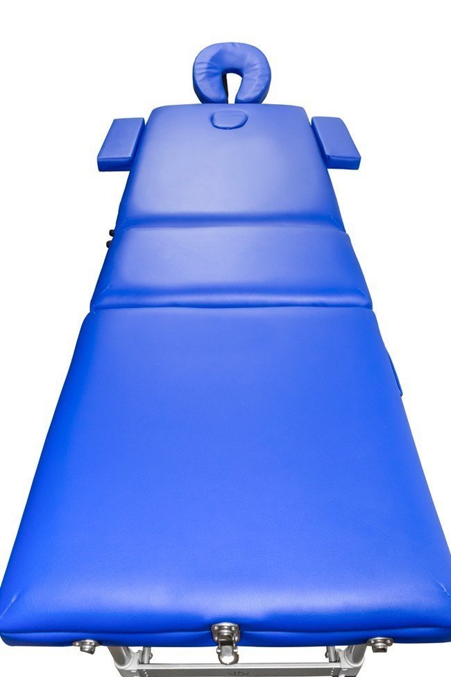 Складной 3-х секционный алюминиевый массажный стол RS BodyFit, синий - фото3