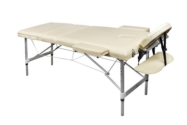 Складной 3-х секционный алюминиевый массажный стол RS BodyFit, бежевый - фото4