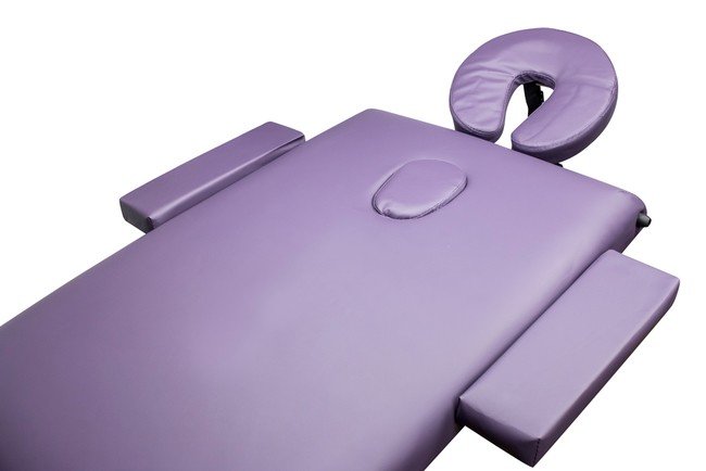 Складной 2-х секционный алюминиевый массажный стол RS BodyFit, фиолетовый - фото4