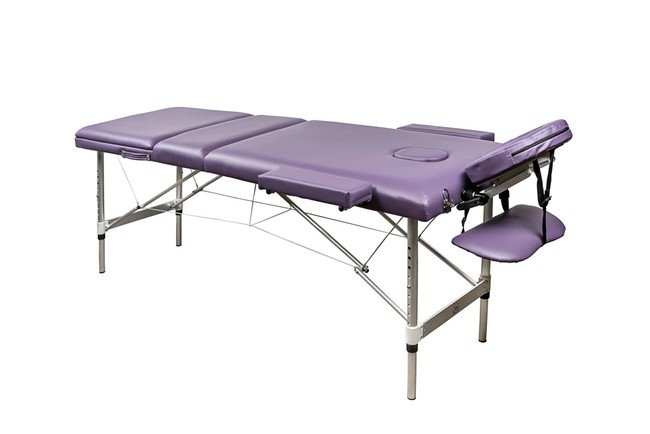 Складной 3-х секционный алюминиевый массажный стол RS BodyFit, фиолетовый - фото4