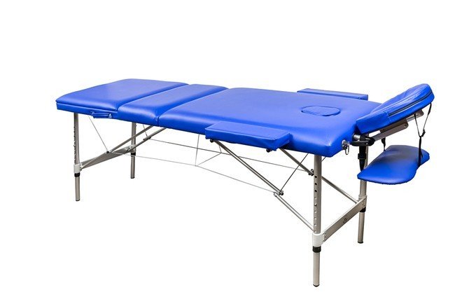 Складной 3-х секционный алюминиевый массажный стол RS BodyFit, синий - фото4
