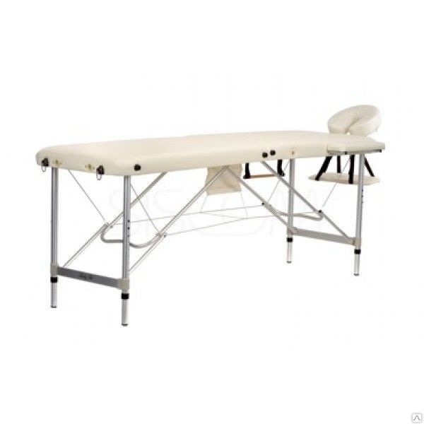 Складной 2-х секционный алюминиевый массажный стол RS BodyFit, бежевый - фото