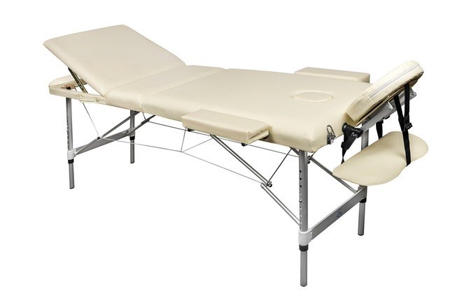 Складной 3-х секционный алюминиевый массажный стол RS BodyFit, бежевый - фото5