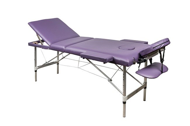 Складной 3-х секционный алюминиевый массажный стол RS BodyFit, фиолетовый - фото5