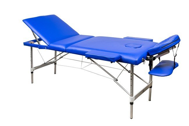 Складной 3-х секционный алюминиевый массажный стол RS BodyFit, синий - фото5
