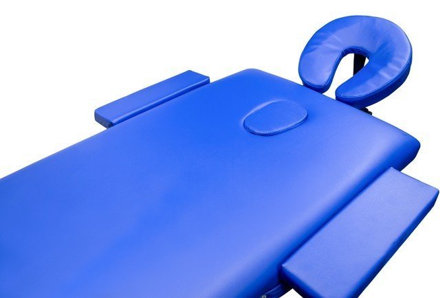 Складной 3-х секционный алюминиевый массажный стол RS BodyFit, синий - фото6
