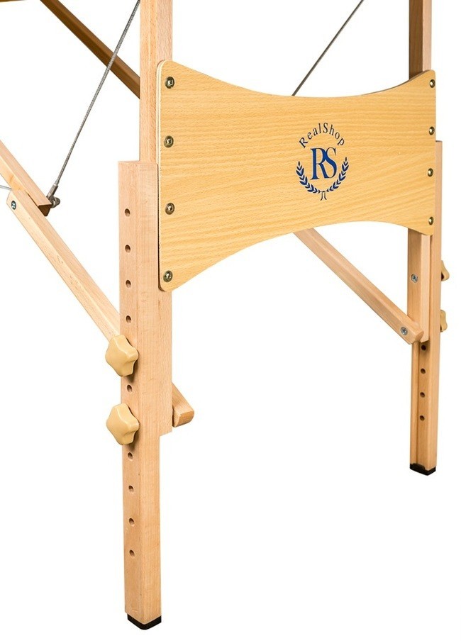 Складной 2-х секционный деревянный массажный стол BodyFit, бежевый (60 см) - фото6