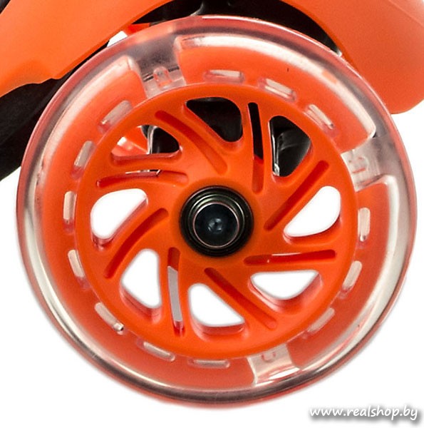 Детский самокат + беговел RS iTRIKE 3в1 оранжевый (светящиеся колёса) - фото5
