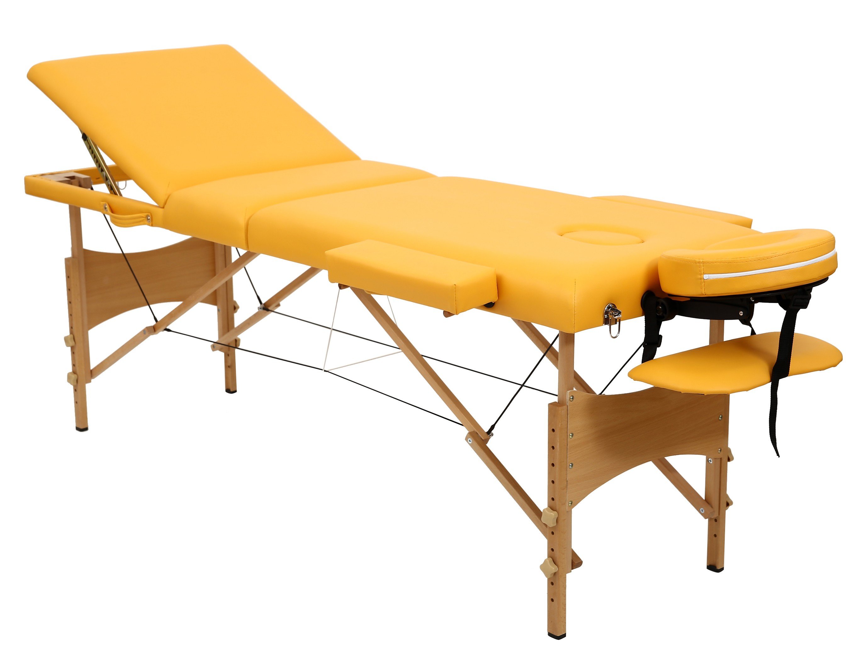 Складной 3-х секционный деревянный массажный стол RS BodyFit, жёлтый - фото2