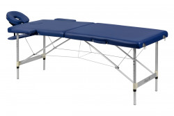 Складной 2-х секционный алюминиевый массажный стол BodyFit, синий 60 см - фото