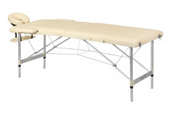 Складной 2-х секционный алюминиевый массажный стол BodyFit, бежевый 60 см - фото