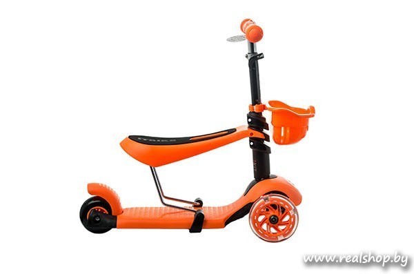 Детский самокат + беговел RS iTRIKE 3в1 оранжевый (светящиеся колёса) - фото2