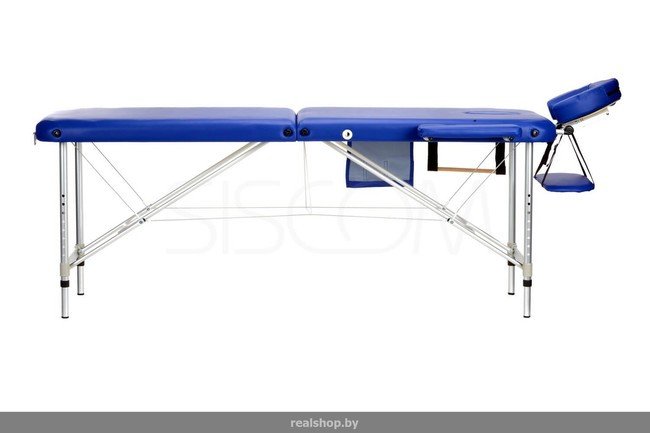 Складной 2-х секционный алюминиевый массажный стол BodyFit, синий - фото2