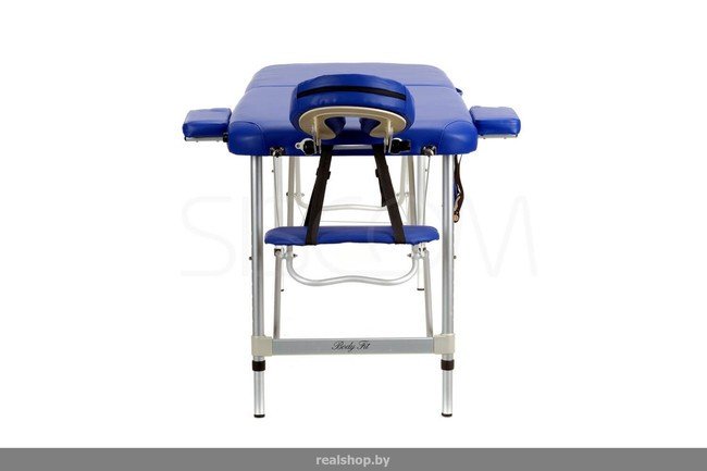 Складной 2-х секционный алюминиевый массажный стол BodyFit, синий - фото3