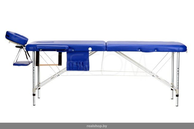 Складной 2-х секционный алюминиевый массажный стол BodyFit, синий - фото4