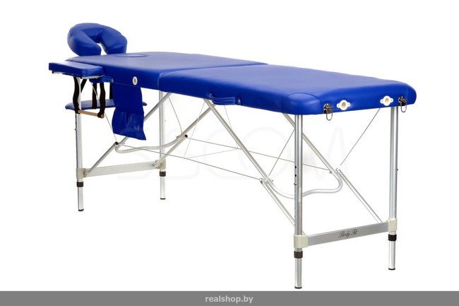 Складной 2-х секционный алюминиевый массажный стол BodyFit, синий - фото5