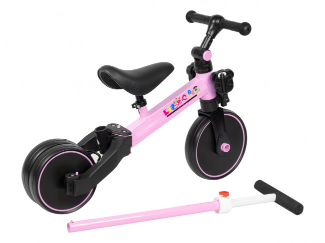 Детский велосипед-беговел с ручкой Kid's Care 003T (розовый) - фото3